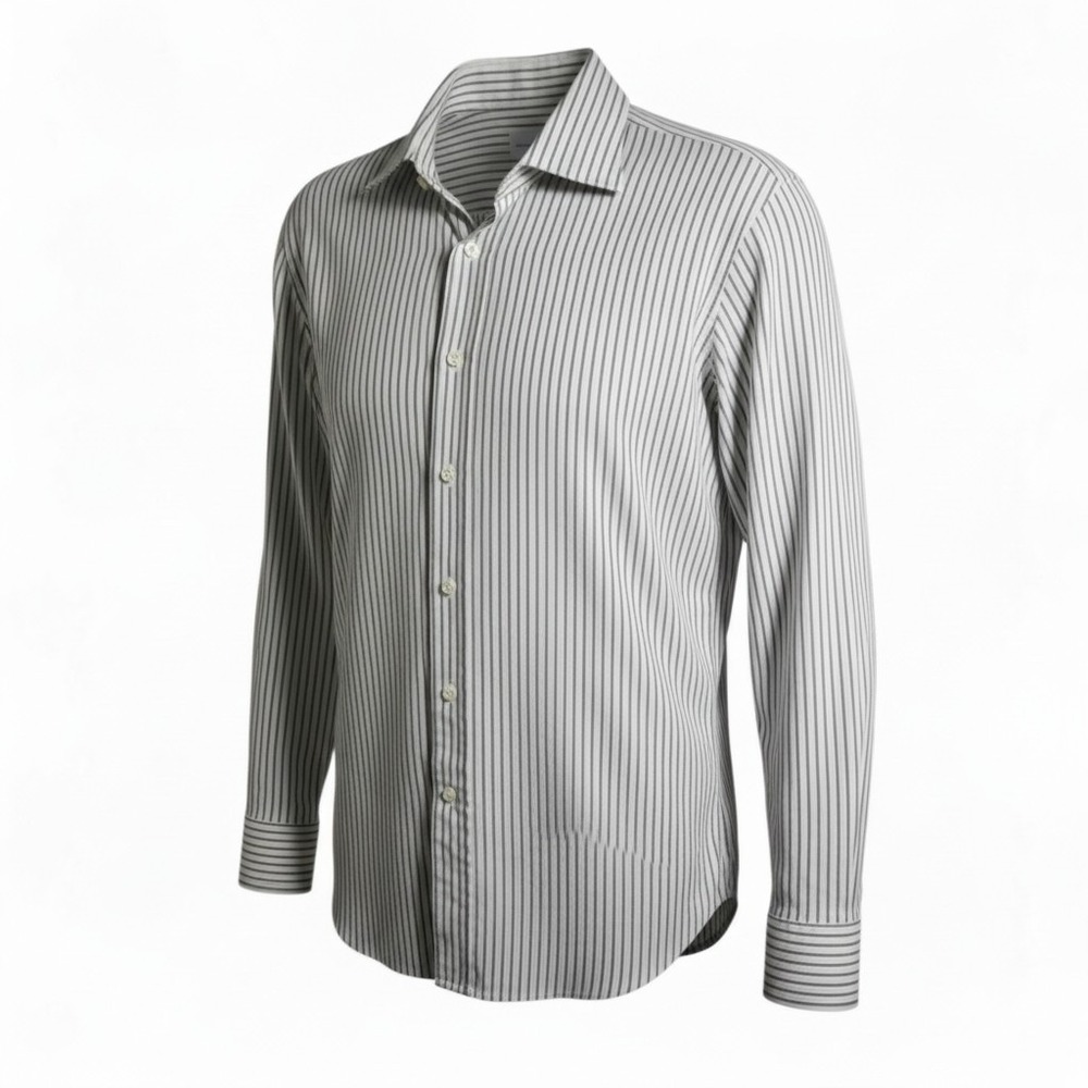 Ermenegildo Zegna Men's XL Dress Shirt 17.5 Comfort Fit Italian Stripe Luxury